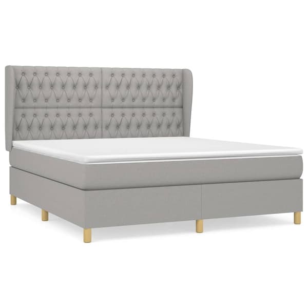 vidaXL Ramsäng med madrass ljusgrå 180x200 cm tyg Grå