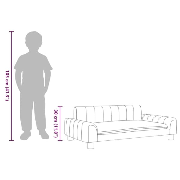 vidaXL Barnsoffa gräddvit 90x53x30 cm tyg Kräm