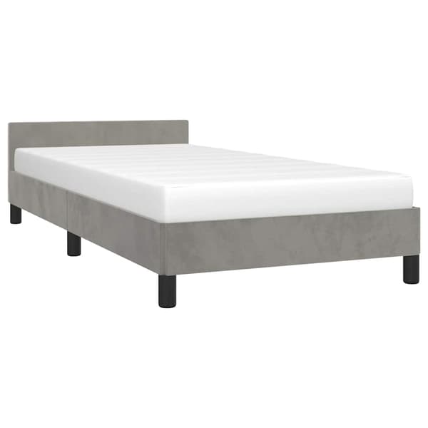 vidaXL Sängram utan madrass ljusgrå 90x200 cm sammet Grå