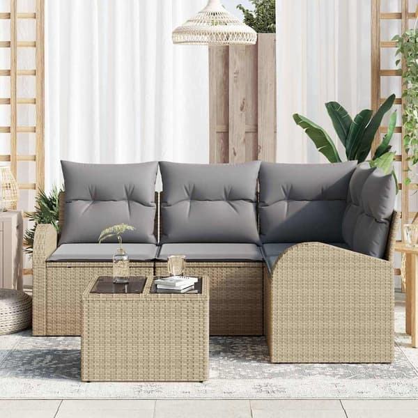 vidaXL Trädgårdsoffset Beige konstrotting Beige