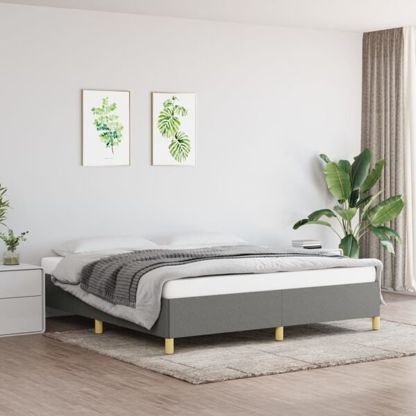 vidaXL Sängram utan madrass mörkgrå 160x200 cm tyg Grå