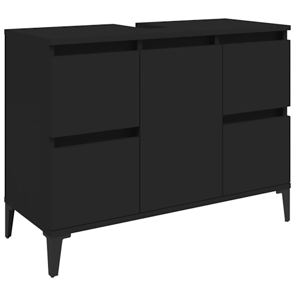 vidaXL Tvättställsskåp svart 80x33x60 cm konstruerat trä Svart