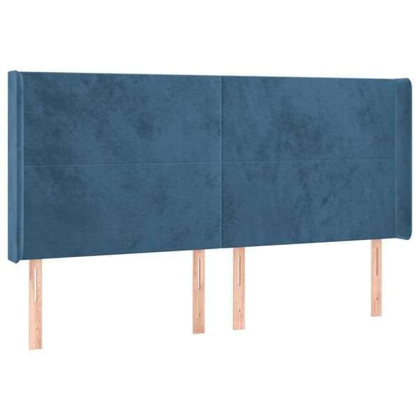 vidaXL Ramsäng med madrass & LED mörkblå 200x200 cm sammet Blå