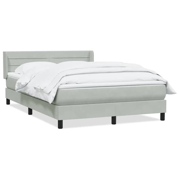 vidaXL Ramsäng med madrass ljusgrå 160x220 cm sammet Grå