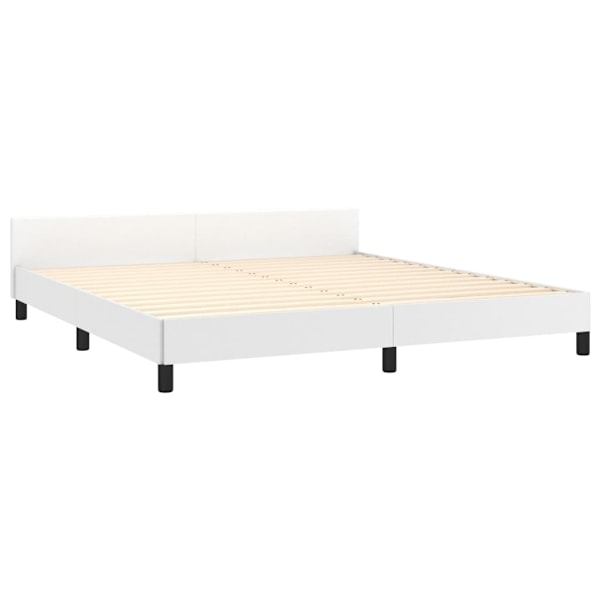 vidaXL Sängram med huvudgavel vit 160x200 cm konstläder Vit