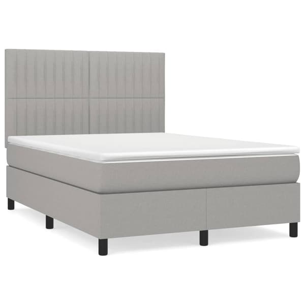 vidaXL Ramsäng med madrass ljusgrå 140x190 cm tyg Grå
