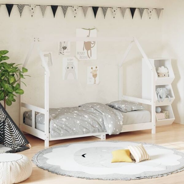 vidaXL Sängram för barnsäng vit 80x160 cm massiv furu Vit