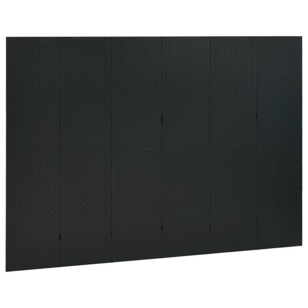 vidaXL Rumsavdelare 6 paneler svart 240x180 cm stål Svart