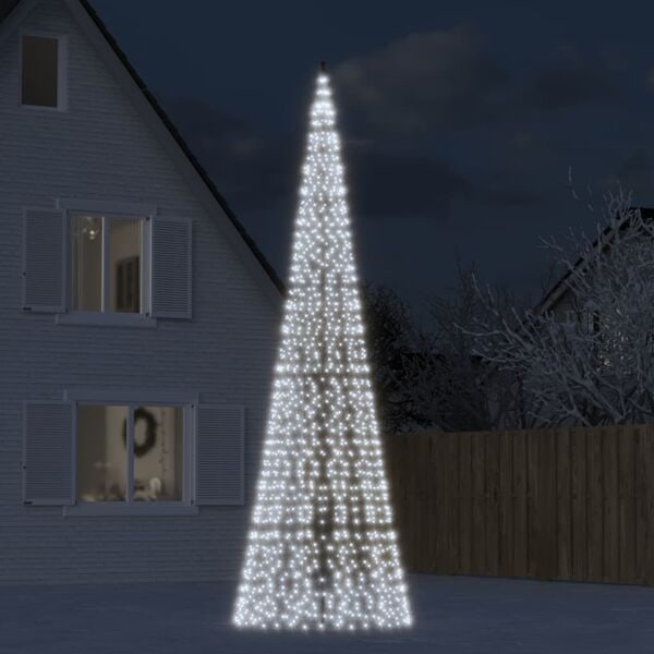 vidaXL LED julgran på flaggstång 1534 LEDs kallvit 500 cm Kallvit