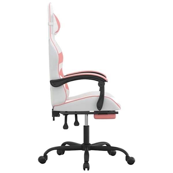 vidaXL Gamingstol med fotstöd vit och rosa konstläder Rosa