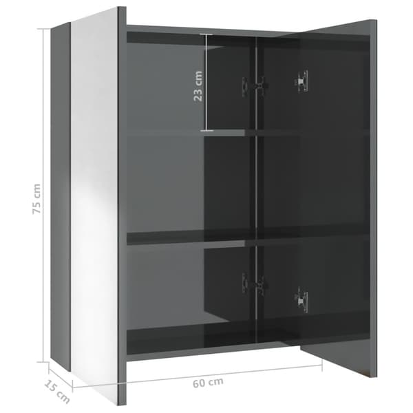 vidaXL Spegelskåp för badrum grå 60x15x75 cm MDF grå