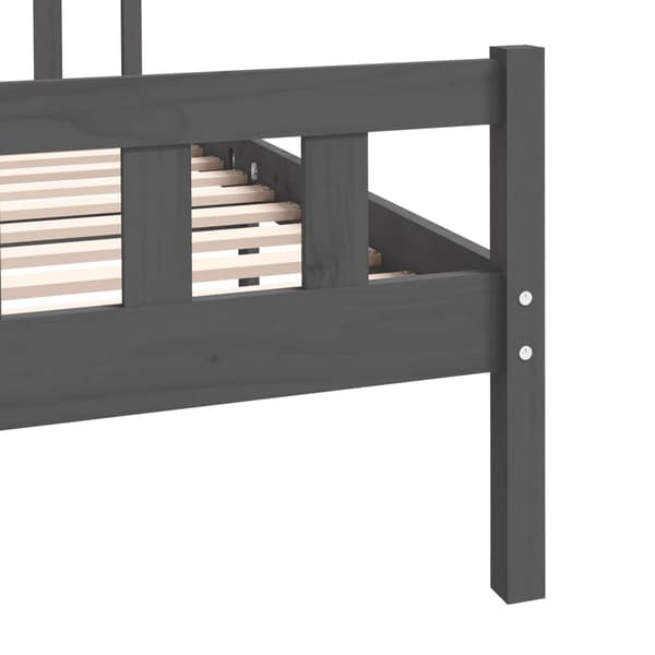 vidaXL Sängram massivt trä 140x190 cm Grå