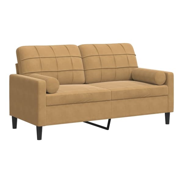 vidaXL 2-sitssoffa med prydnadskuddar brun 140 cm sammet Brun