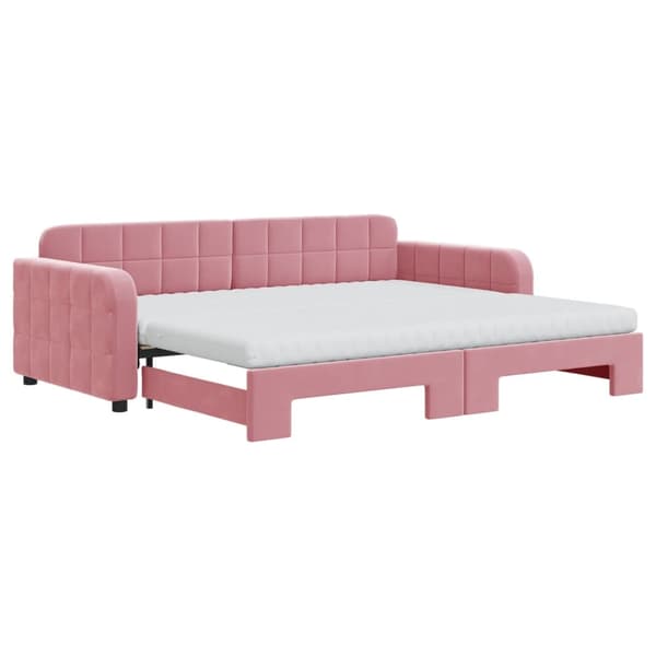 vidaXL Dagbädd utdragbar med madrasser rosa 90x200 cm sammet Rosa
