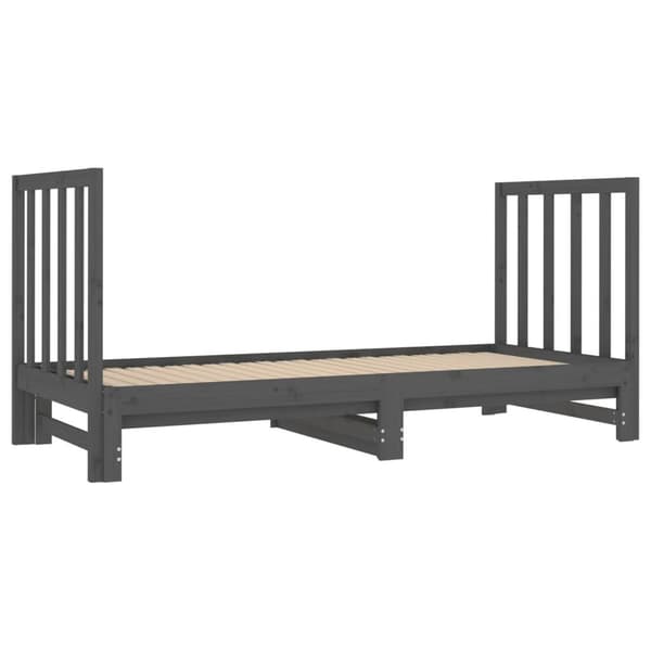vidaXL Utdragbar dagbädd grå 2x(90x190) cm massiv furu Grå