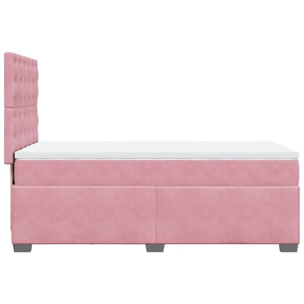 vidaXL Ramsäng med madrass rosa 90x190 cm sammet Rosa