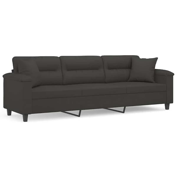 vidaXL 3-sitssoffa med kuddar&delar mörkgrå 210 cm mikrofibertyg Grå