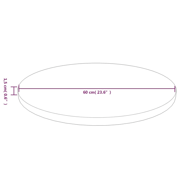 vidaXL Rund bordsskiva mörkbrun Ø60x1,5 cm behandlad massiv ek Brun