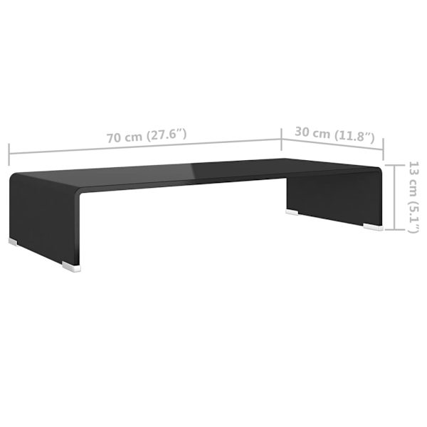 vidaXL TV-bord glas svart 70x30x13 cm Svart