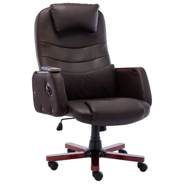 vidaXL Massagekontorsstol brun konstläder Brun