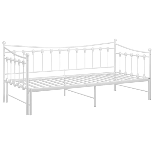 vidaXL Utdragbar sängram bäddsoffa vit metall 90x200 cm Vit