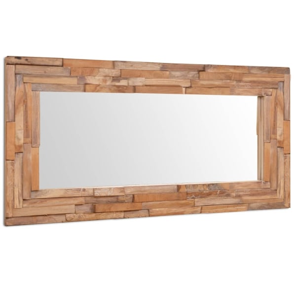 vidaXL Prydnadsspegel teak 120x60 cm rektangulär Brun