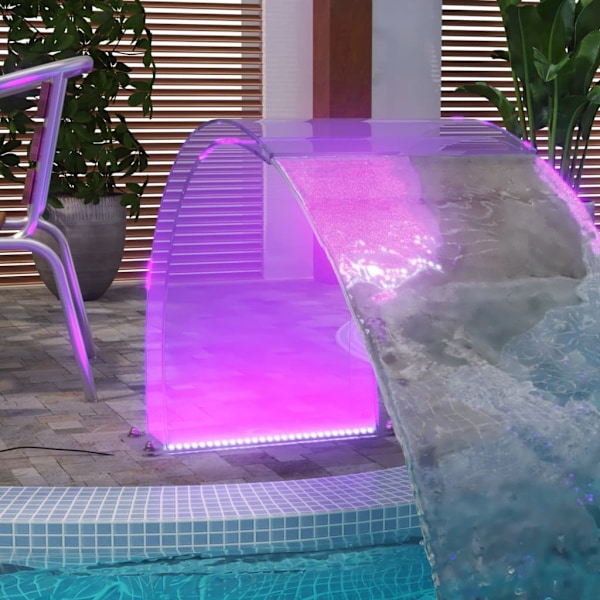vidaXL Poolfontän med RGB LED akryl 50 cm Transparent