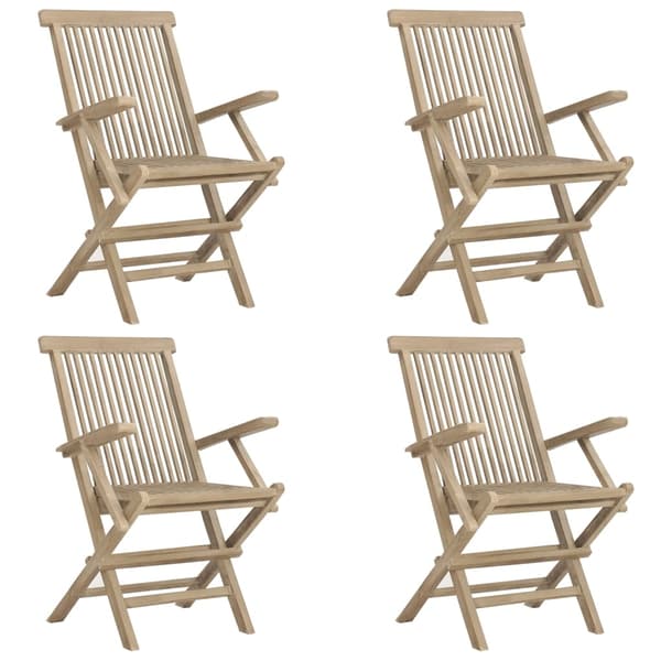 vidaXL Hopfällbara trädgårdsstolar 4 st grå 56x61x89 cm massiv teak Grå