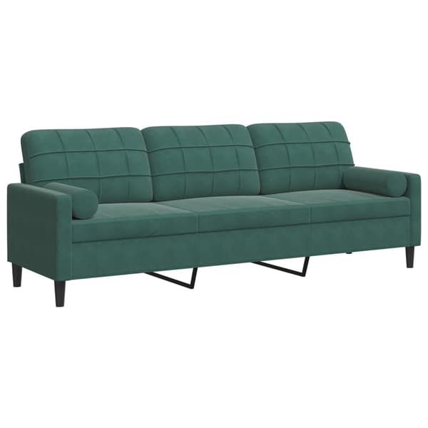 vidaXL 3-sitssoffa med prydnadskuddar mörkgrön 210 cm sammet Grön