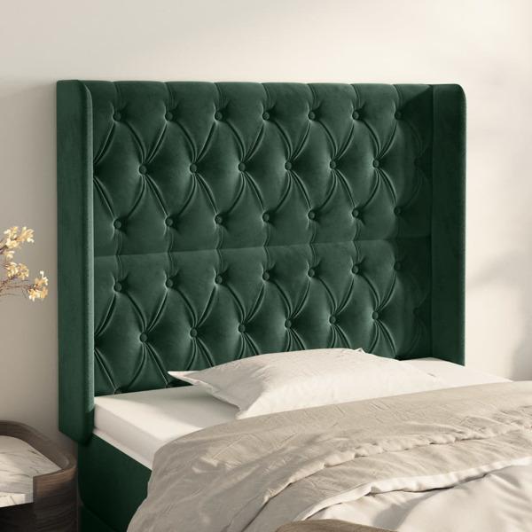 vidaXL Sänggavel med kanter mörkgrön 93x16x118/128 cm sammet Grön