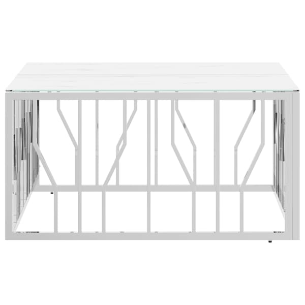 vidaXL Soffbord silver 80x80x40 cm rostfritt stål och glas Silver