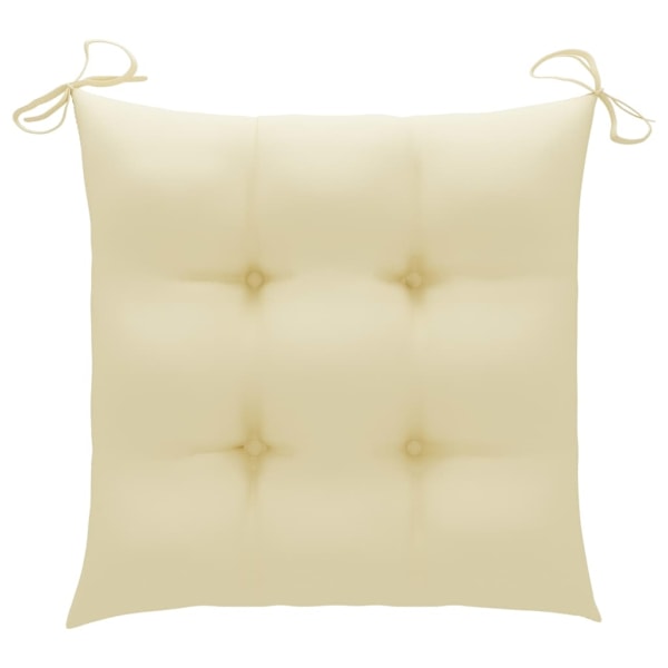 vidaXL Trädgårdsstolar med gräddvita dynor 4 st massiv teak Creme