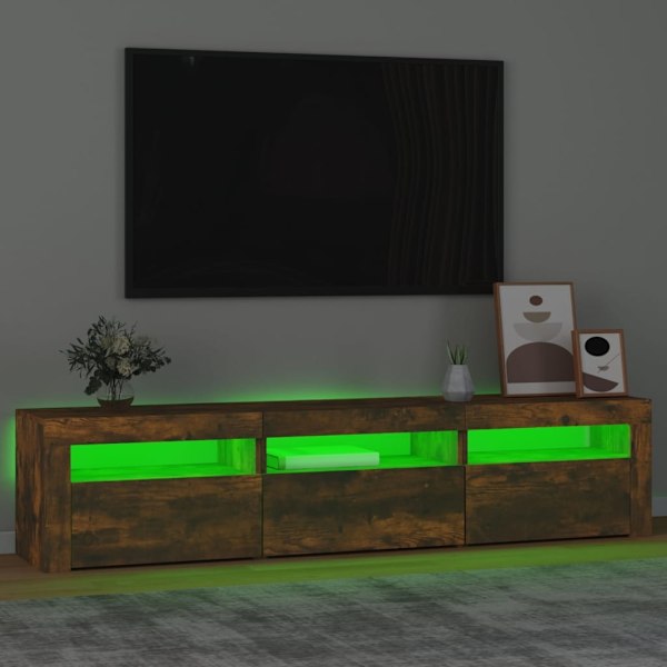 vidaXL Tv-bänk med LED-belysning rökfärgad ek 180x35x40 cm Brun