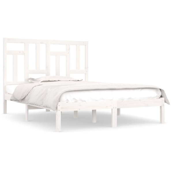 vidaXL Sängram vit massiv furu 200x200 cm Vit