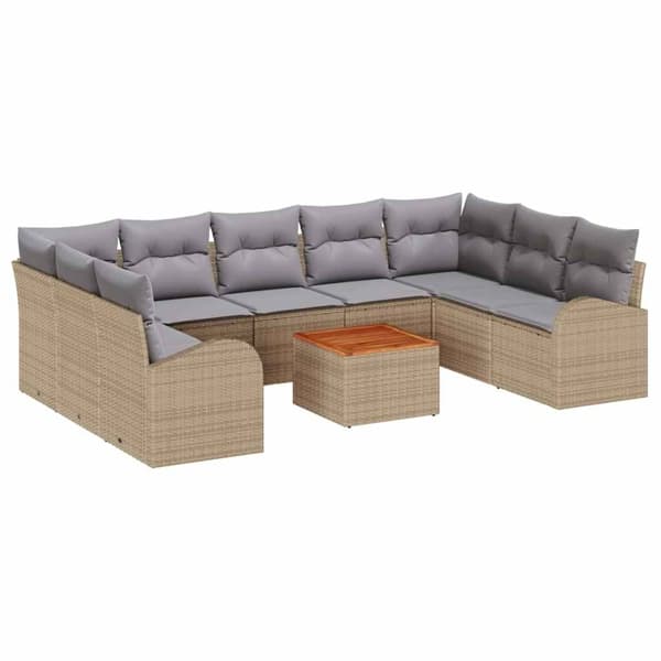 vidaXL Trädgårdsoffset 10 st Beige konstrotting Beige