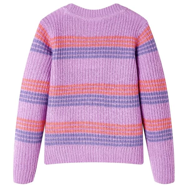 vidaXL Stickad tröja med ränder för barn lila och rosa 92 Lila