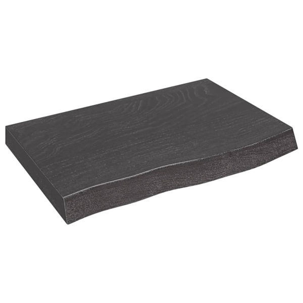 vidaXL Bänkskiva badrum mörkbrun 60x40x(2-6) cm behandlat massivt trä Grå