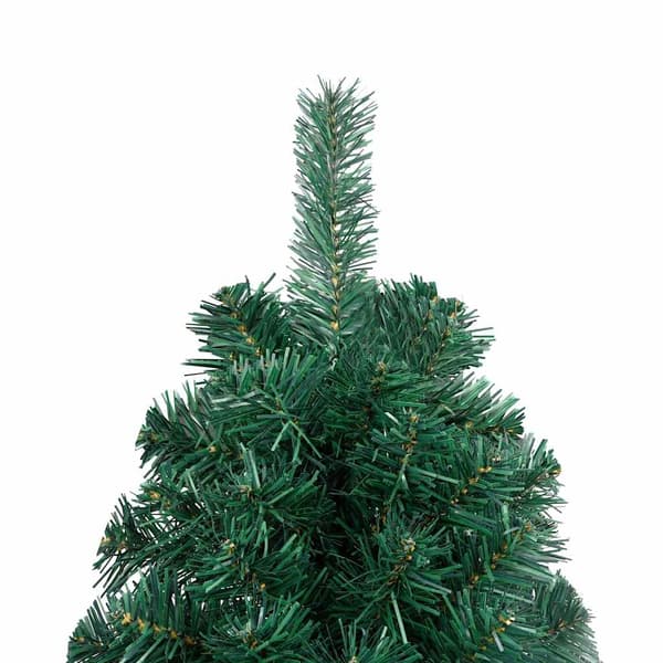 vidaXL Belyst halv plastgran med kulor grön 120 cm Grön