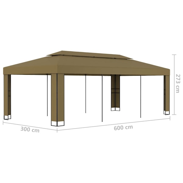 vidaXL Paviljong dubbla tak 3x6 m taupe 180 g/m² Taupe