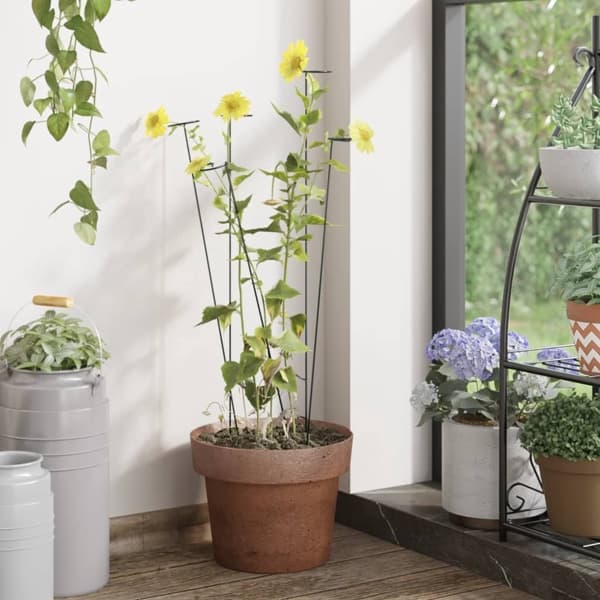 vidaXL Växtstöd 20 st mörkgrön 91 cm stål