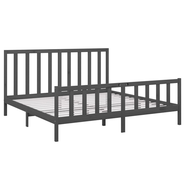 vidaXL Sängram grå massiv furu 200x200 cm Grå