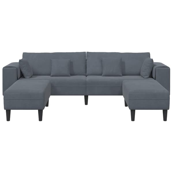 vidaXL Soffa 3 st Mörkgrå Sammet Grå