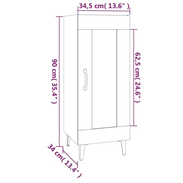 vidaXL Skåp vit högglans 34,5x34x90 cm konstruerat trä Vit