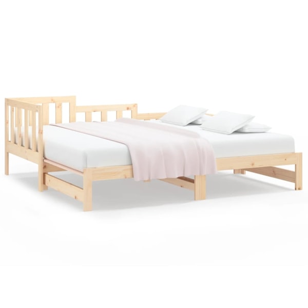 vidaXL Utdragbar dagbädd 2x(90x200) cm massiv furu Brun