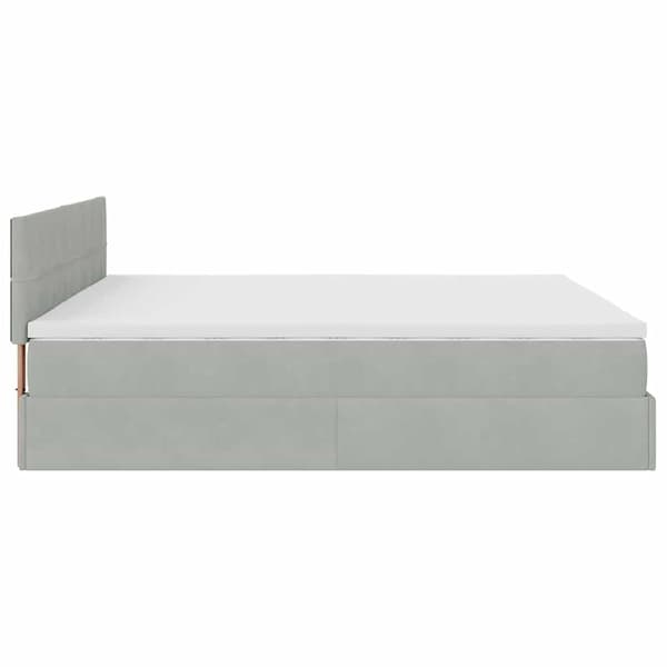 vidaXL Ottoman sängram med madrass ljusgrå 180x200 cm sammet Grå