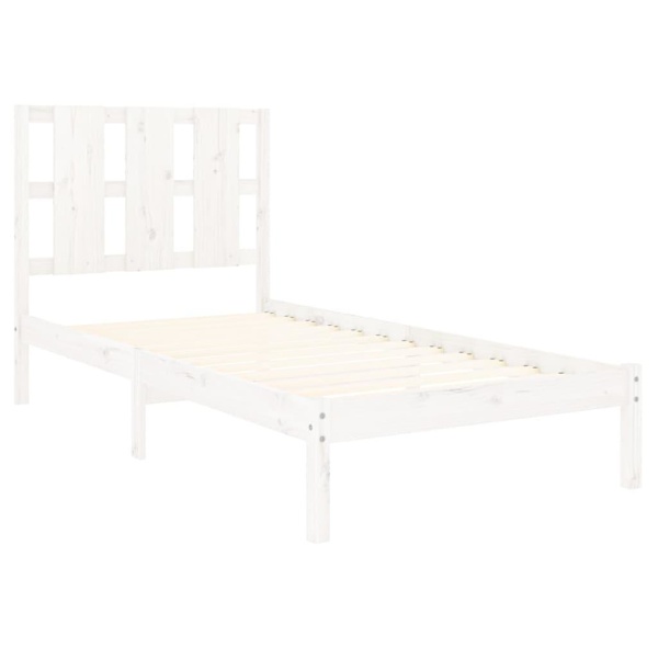 vidaXL Sängram vit massivt trä 90x190 cm Vit