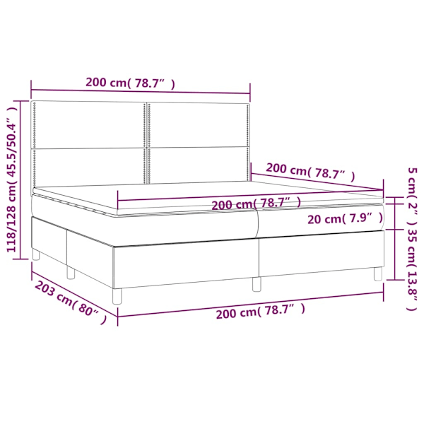 vidaXL Ramsäng med madrass taupe 200x200 cm tyg Taupe