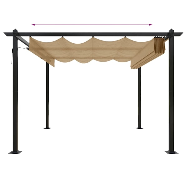 vidaXL Paviljong med infällbart tak 3x3 m taupe Taupe