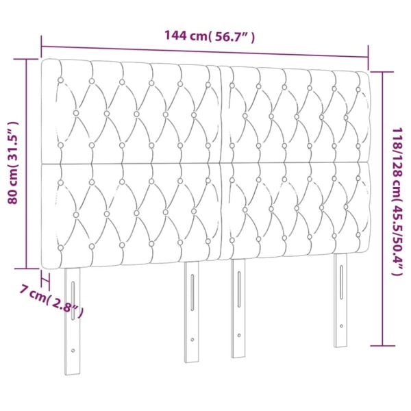 vidaXL Sänggavel LED ljusgrå 144x7x118/128 cm tyg Grå