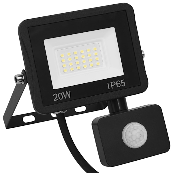 vidaXL Strålkastare med sensor 20 W LED kallvit Svart